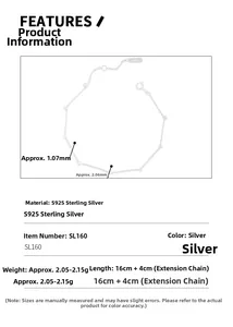 Détails du bracelet en argent S925 avec maillons bambou et chaîne d'extension de 4cm