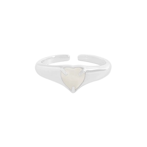 Bague en argent sterling S925 avec incrustation de cœur en nacre et design ajustable