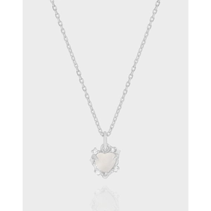 925 Sterling Silver Heart Agate Pendant Necklace Women Elegant Rhinestone Clavicle Chain Minimalist Ins Style Jewelry Gift