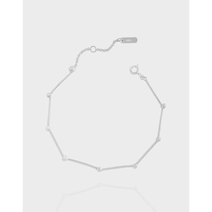 Bracelet d'Épissage en Argent Sterling 925 Minimaliste avec Joint en Bambou pour Femme Style Ins Géométrique Bijoux en Argent