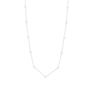 Minimalist S925 sterling silver bamboo joint chain necklace with metallic bead details