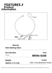 Detail specifications of S925 silver bracelet with shell, pearl, and blue beads charms