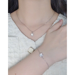 Ensemble bijoux élégants en argent S925 avec collier et bracelet cœur en agate pour femme