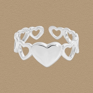S925 Sterling Silver Heart Ring For Women Korean INS Minimalist Hollow Love Heart Adjustable Open Ring Fine Jewelry Gift