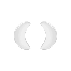 Polished S925 sterling silver crescent moon stud earrings with a glossy mirror finish