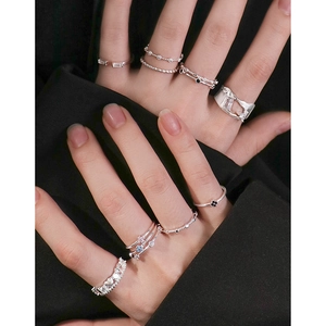 Stackable S925 sterling silver heart zircon rings for women with minimalist design