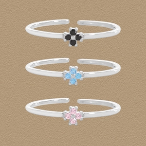 Bague Réglable en Argent Sterling 925 Forme de Fleur Pour Femme Minimaliste Style Coréen Ouverte Avec Strass Élégante