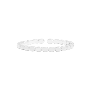 Minimalist S925 sterling silver beaded open ring with adjustable bubble texture design