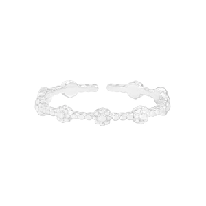 Anello a fiore in argento sterling S925 con design aperto regolabile da donna