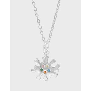 925 Sterling Silver Multicolor Zirconia Petal Pendant Necklace Niche Design Korean Ins Silver Clavicle Chain For Women Jewelry