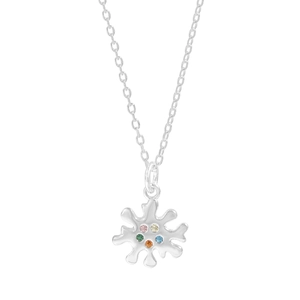 Elegant S925 silver necklace with a minimalist star pendant set with vibrant colorful zircons