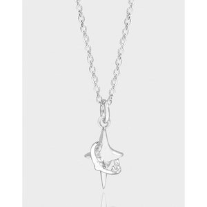 Collier Pendentif Étoile en Argent Sterling S925 pour Femme Chaîne de Clavicule Étoile en Croix Bijoux Minimalistes
