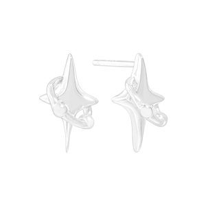Minimalist S925 sterling silver star stud earrings with a shiny metallic finish