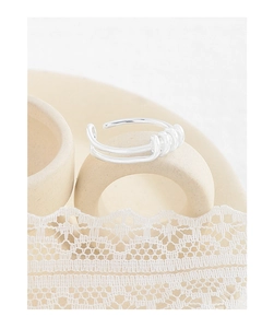 Detail view of S925 sterling silver double-layered spiral ring with rotatable beads