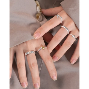S925 sterling silver liquid lava rings and geometric irregular stackable bands for women
