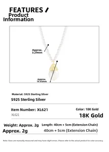 Detail of S925 silver pearl necklace showing 19.45mm drop pearl and 18K gold plating