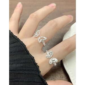 Set of two S925 sterling silver butterfly rings with hammered texture and open design