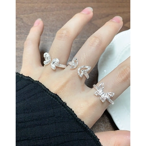 Bagues papillon en argent sterling S925 avec design creux texturé pour femmes élégantes
