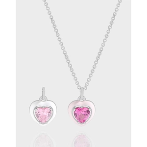 S925 Sterling Silver Heart Pendant Necklace Korean Style Enamel Rhinestone Sweet Clavicle Chain For Women Fashion Jewelry Gift