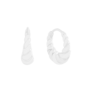Boucles d'oreilles croissant en argent sterling S925 poli avec design de corde torsadée
