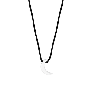 Minimalist S925 sterling silver crescent moon pendant necklace with adjustable black cord
