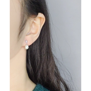 S925 silver star stud earrings with natural freshwater pearl drops for women