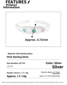 Detaillierte Spezifikationen des S925 Silberrings mit Faltenstruktur und Zirkon-Inlay