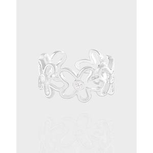 S925 Sterlingsilber Hohl Blume Offener Ring Für Damen Verstellbar Zirkonia Eingelegt Floral Fingerring Elegant Mode Schmuck