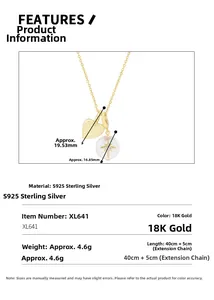Détails du collier en argent S925 avec pendentif perle étoile et dimensions précises
