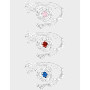 S925 Sterling Silver Rose Flower Open Ring For Women Vintage Wrinkled Texture Pink Red Blue Zirconia Adjustable Finger Ring Niche Design Jewelry