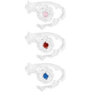 Adjustable S925 silver rose rings with colorful zircon gems in pink, red, and blue