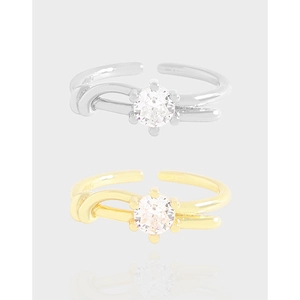S925 Sterling Silver Ring For Women Minimalist Zirconia Inlaid Flower Knot Adjustable Finger Ring Light Luxury Jewelry Gift