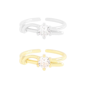 S925 Sterling Silver knotted rings set with zircon stones in gold and silver finish
