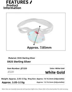 Makro-Detail des S925 Silberrings mit 7,85 mm buntem Stein und Größenangaben
