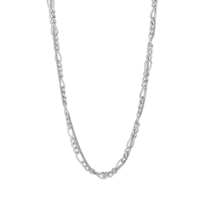 Minimalist S925 sterling silver double layer chain necklace with Figaro style design