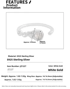 Detail showing S925 sterling silver ring size specs and round agate stone texture