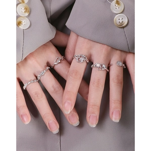 Irregular S925 sterling silver geometric rings set with moonstone for women