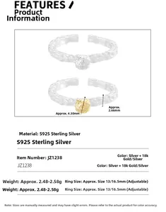 Makroansicht des S925-Silberrings mit 2,66 mm Breite und 4,3 mm Kugel-Abmessungen