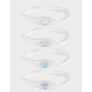 Korean Niche Original Design 925 Sterling Silver Colored Zirconia Evil Eye Open Ring For Women Adjustable Geometric Ring Fashion Jewelry