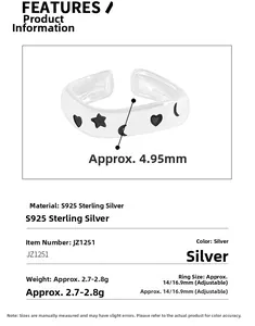 Detail showing 4.95mm width and 2.7g weight parameters for S925 sterling silver ring