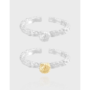 925 Sterlingsilber Lava-Textur Offener Ring Für Damen Minimalistisch Geometrischer Ball Verstellbarer Fingerring Schmuck