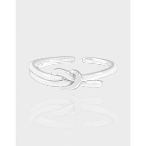 Minimalist 925 Sterling Silver Knot Ring For Women Adjustable Open Heart Ring Simple Geometric Design Light Luxury Fashion Finger Ring