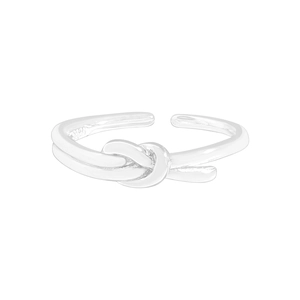 Minimalist S925 sterling silver open knot ring with adjustable twisted band design