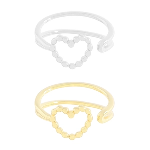 S925 sterling silver hollow heart double line open rings in gold and silver finish