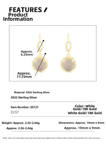 Detailed specs of S925 silver earrings with natural tea crystal and wrinkled texture