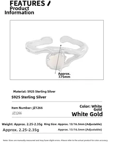 Detail showing S925 sterling silver ring dimensions and pink agate heart specifications