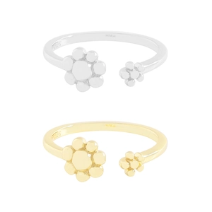 Adjustable S925 sterling silver flower rings set in elegant gold and silver finishes