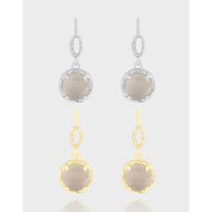 Elegant 925 Sterling Silver Earring Post Crystal Drop Earrings Hammered Geometric Texture White Gold 18K Gold Women Jewelry