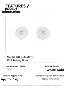 S925 sterling silver petal stud earrings featuring cubic zirconia and white gold plating