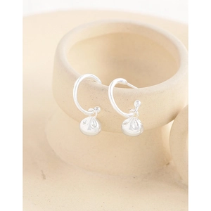 Minimalist S925 sterling silver lucky bag C-shaped earrings with polished finish